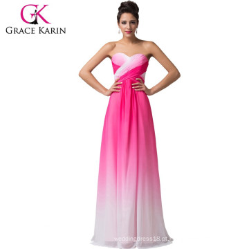 Grace Karin Strapless Sweetheart Gradient Color Long Chiffon Evening Dresses CL6173-1 #